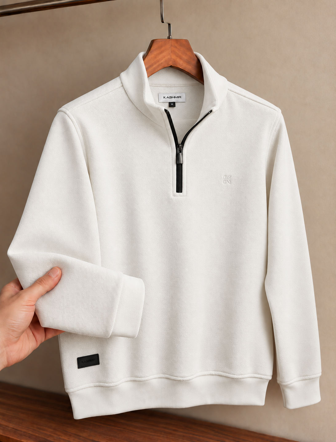 Half Zip Sweater - White