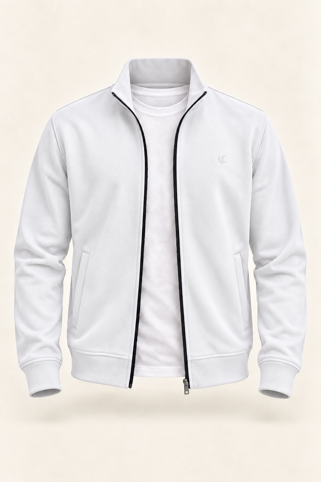 Full Zip Sweater - White