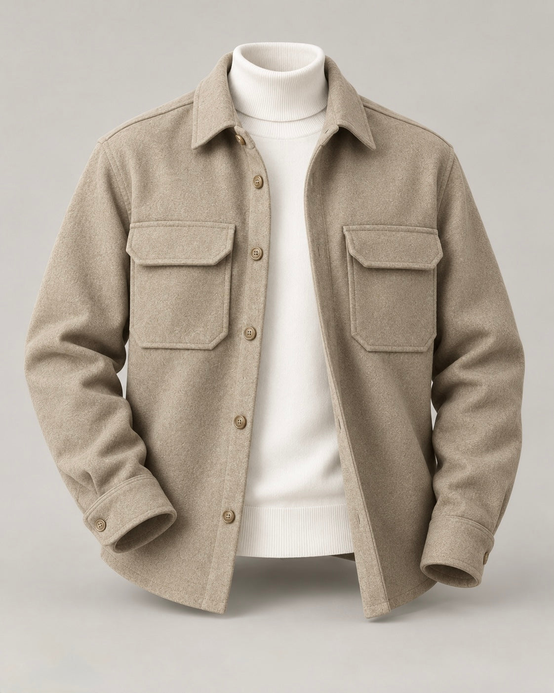KASHMIR Wool-Blend Overshirt – Sand Beige