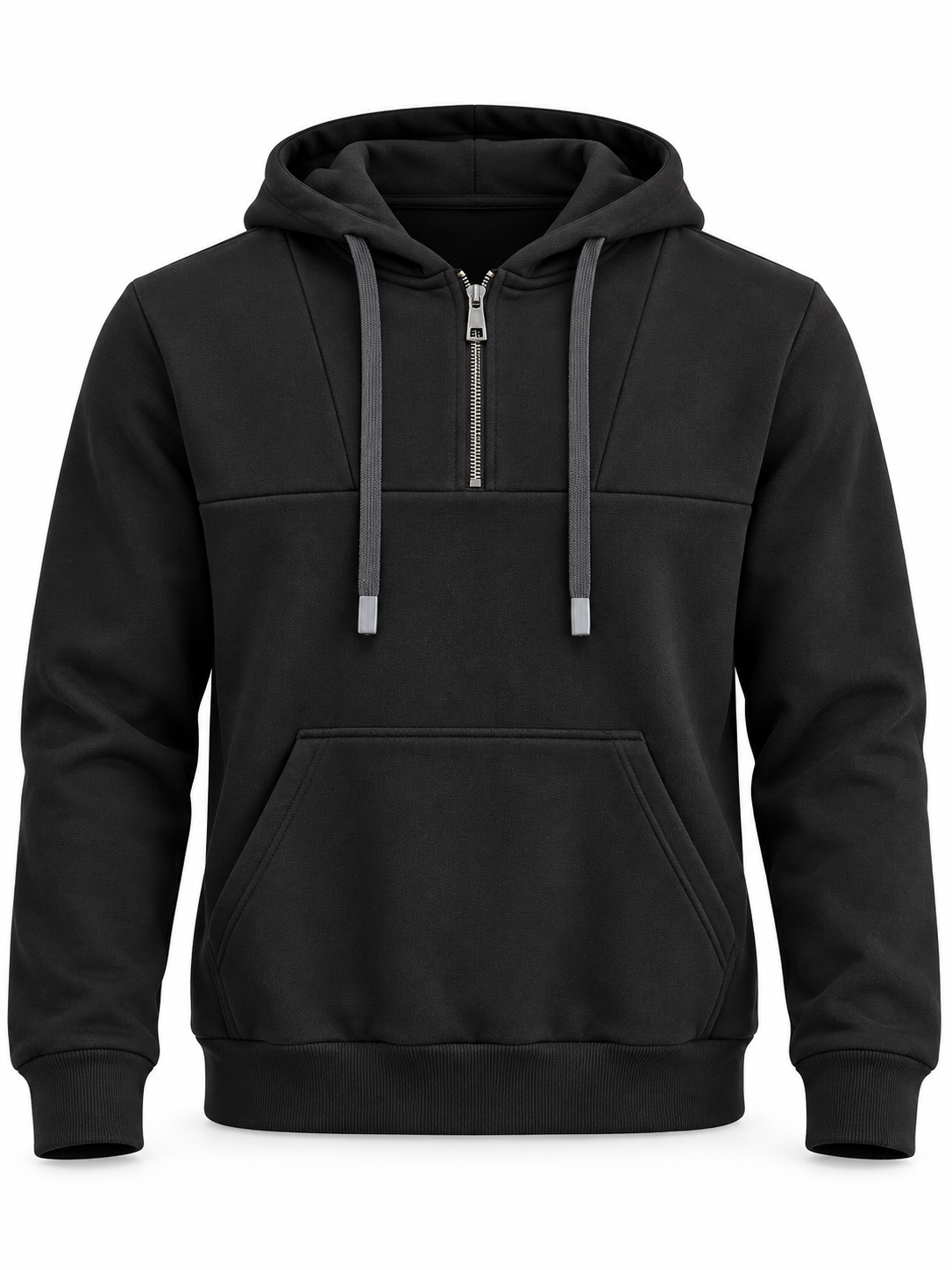 Half Zip Hoodie - Black