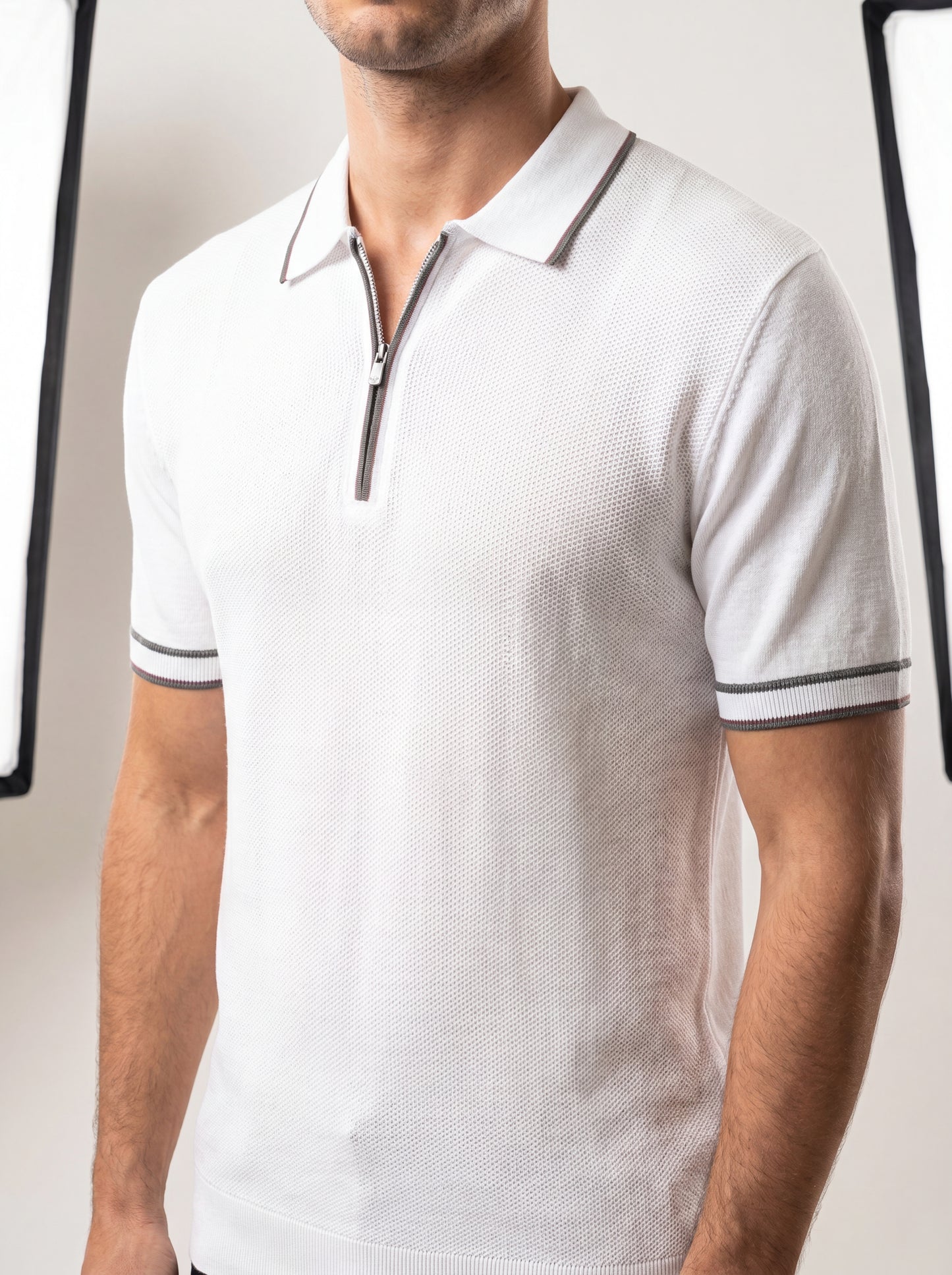 Monaco Zip Polo - White