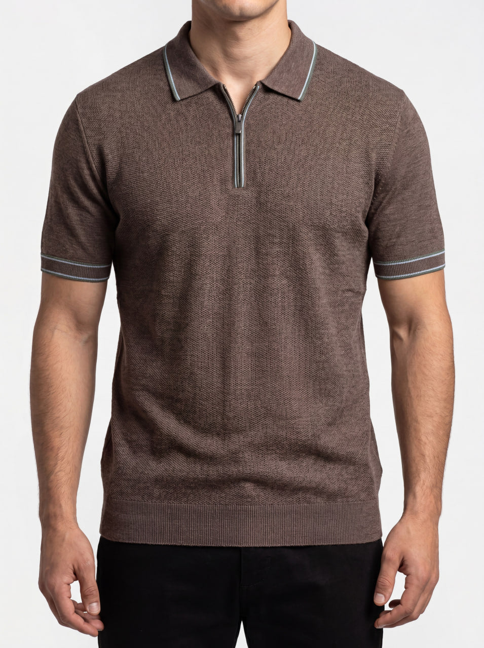 Monaco Zip Polo - Brown