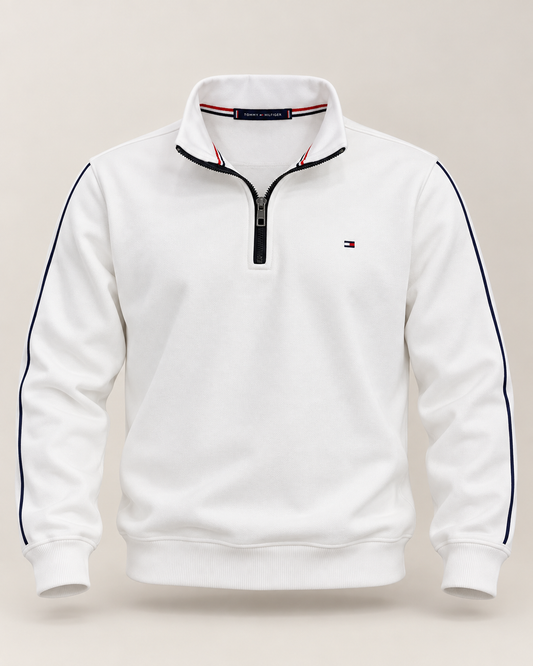 Track Half Zip - White