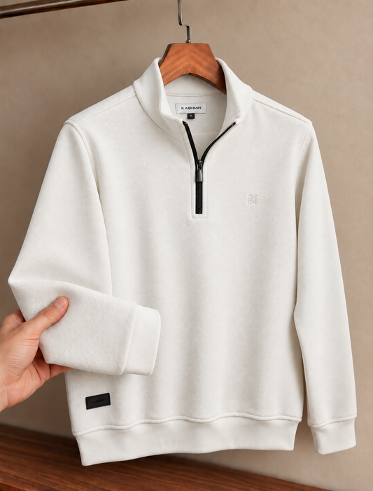 Half Zip Sweater - White