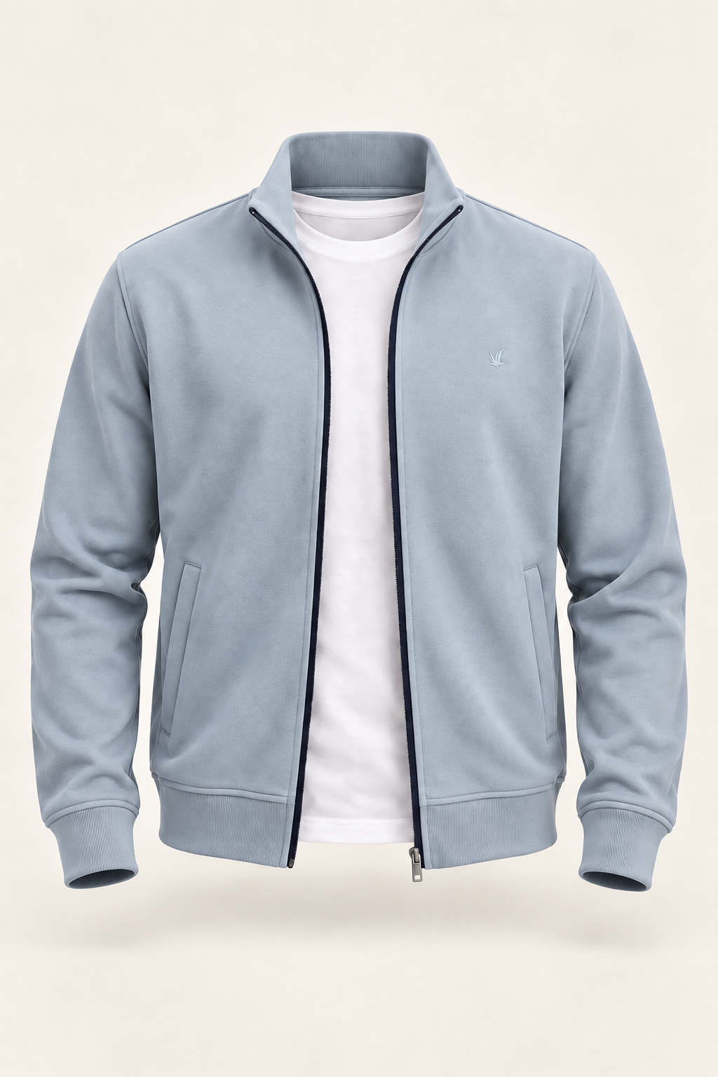 Full Zip Sweater - Light Blue