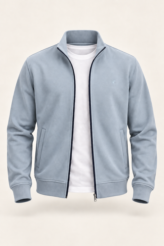 Full Zip Sweater - Light Blue