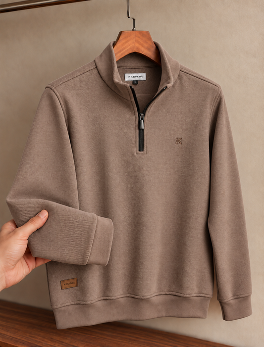 Half Zip Sweater - Brown