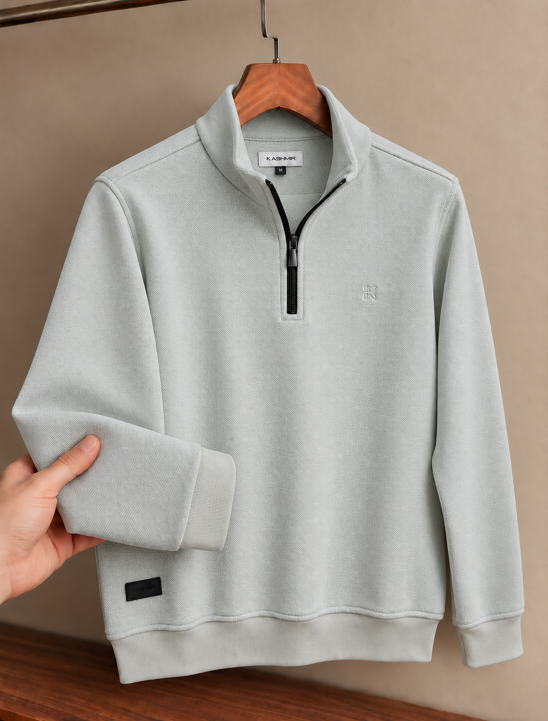 Half Zip Sweater - Light Grey
