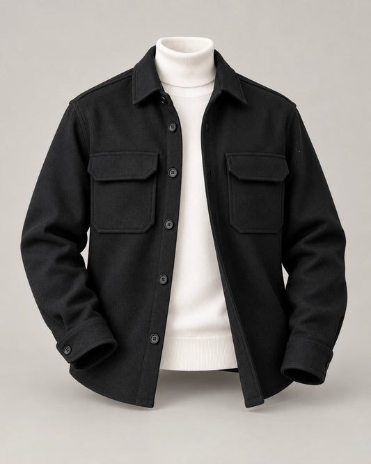 KASHMIR Wool-Blend Overshirt – Black
