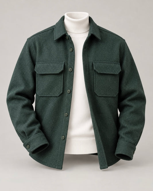 KASHMIR Wool-Blend Overshirt – Forest Green