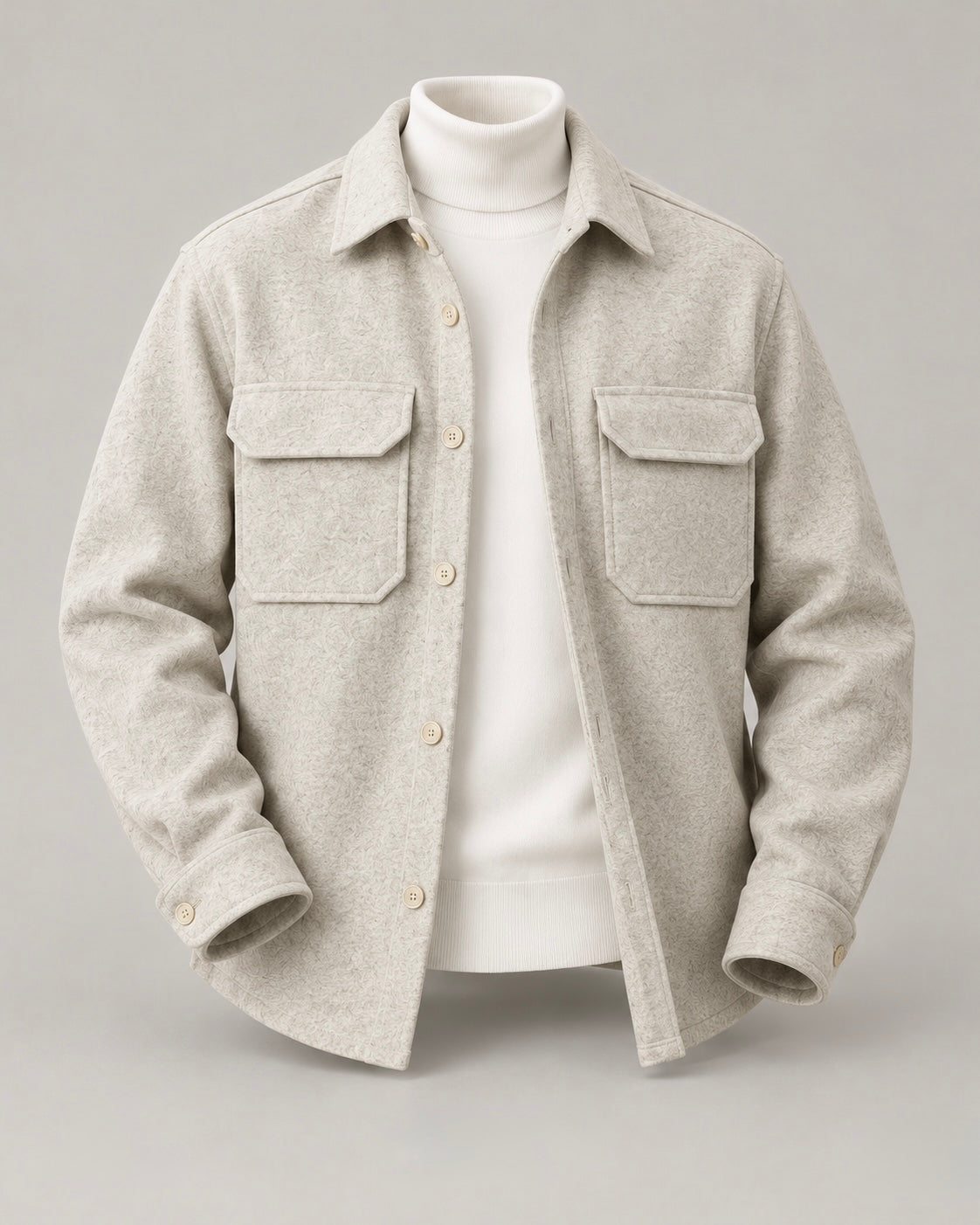 KASHMIR Wool-Blend Overshirt – Light Grey