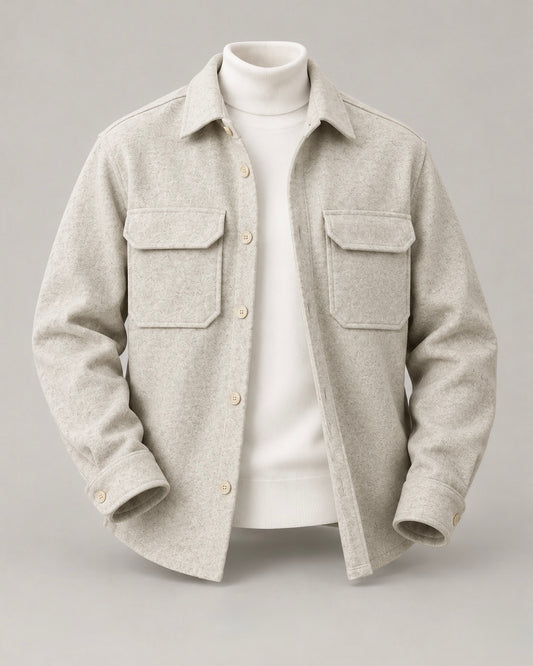 KASHMIR Wool-Blend Overshirt – Light Grey