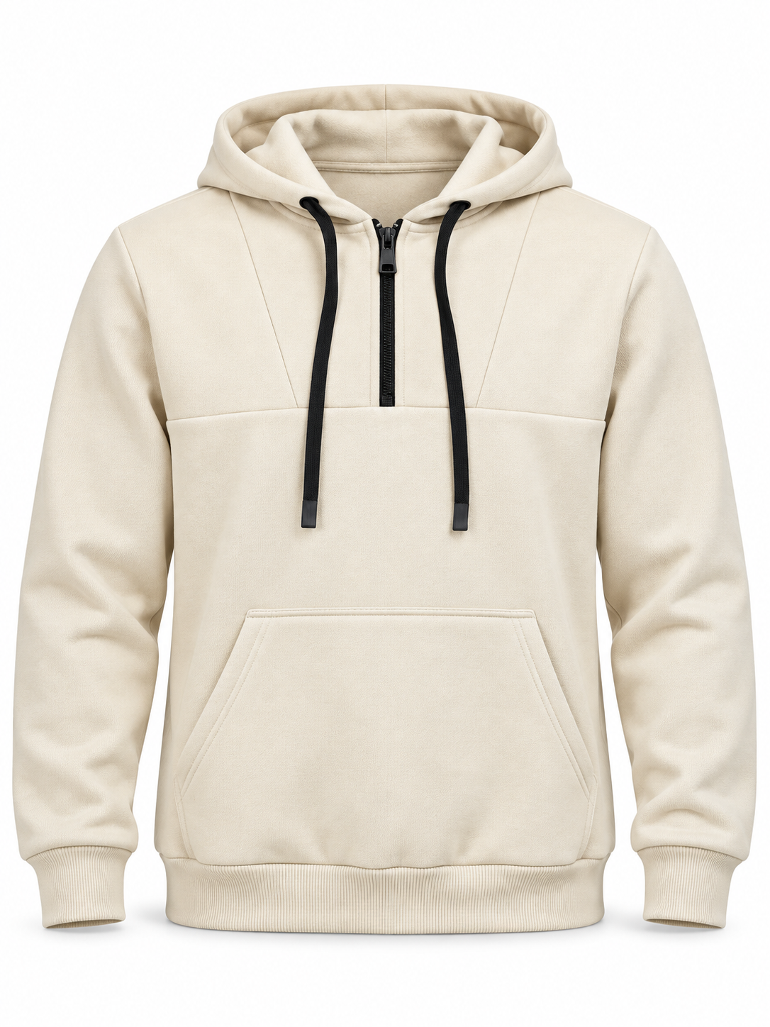 Half Zip Hoodie - Beige