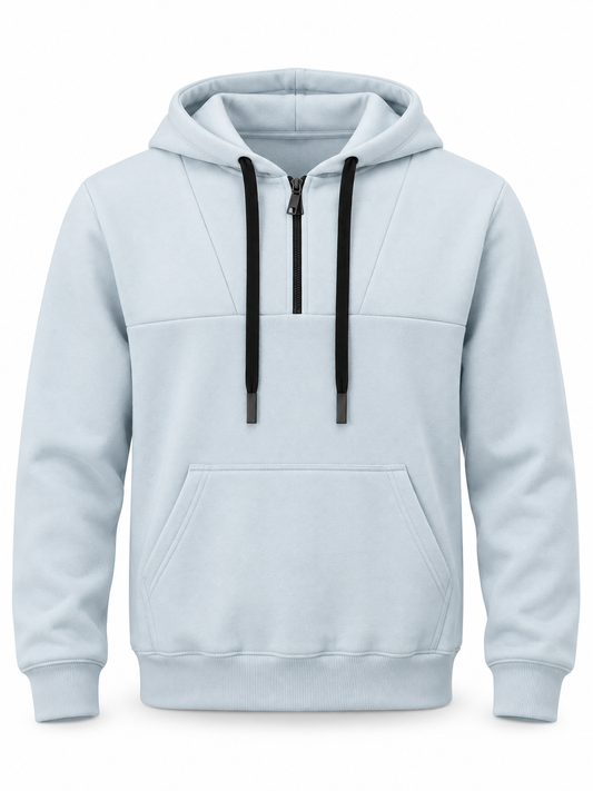 Half Zip Hoodie - Sky Blue