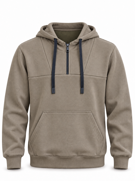 Half Zip Hoodie - Olive