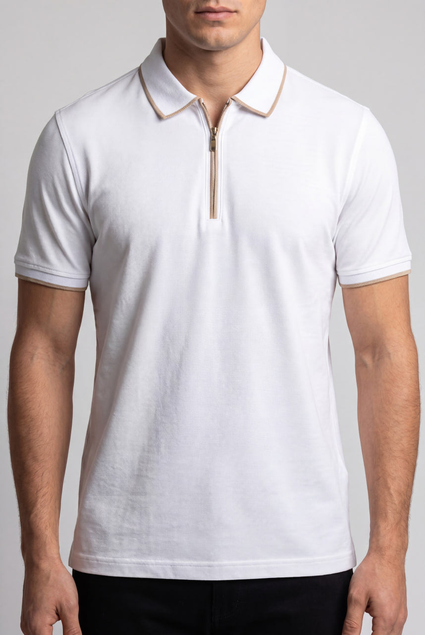 Prestige Zip Polo - White