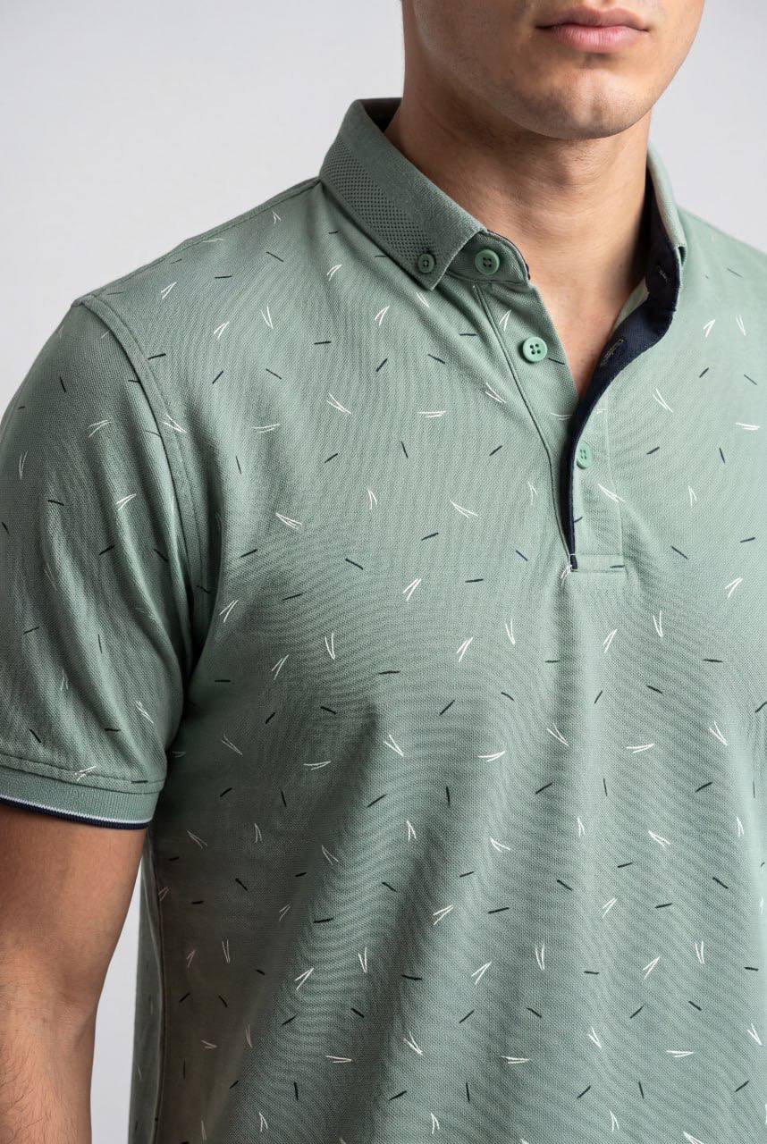 Premium Men's Dash Pattern Polo Shirt - Modern Casual Style