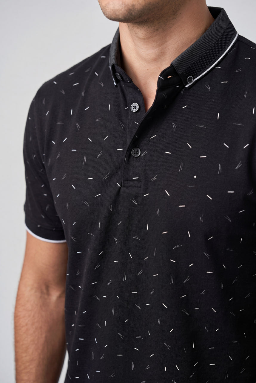 Premium Men's Dash Pattern Polo Shirt - Modern Casual Style