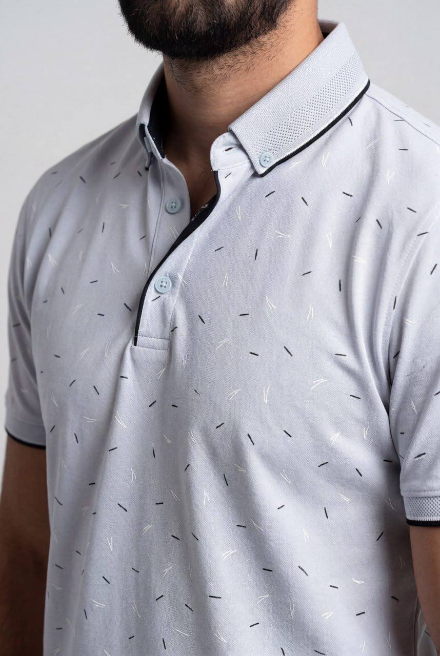 Premium Men's Dash Pattern Polo Shirt - Modern Casual Style