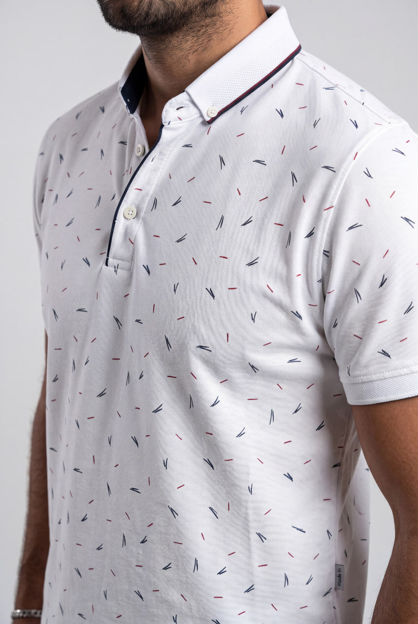 Premium Men's Dash Pattern Polo Shirt - Modern Casual Style